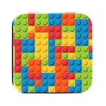 Lego Bricks, Colorful Dots Background Square Metal Box (Black)