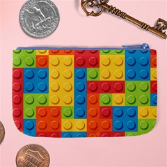 Lego Bricks, Colorful Dots Background Large Coin Purse from ArtsNow.com Back