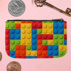 Lego Bricks, Colorful Dots Background Large Coin Purse from ArtsNow.com Back