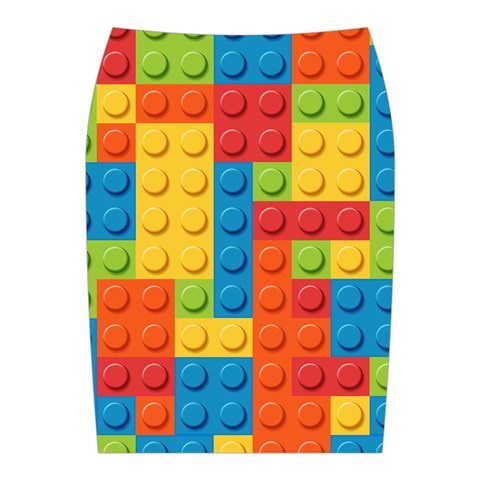 Lego Bricks, Colorful Dots Background Midi Wrap Pencil Skirt from ArtsNow.com Back