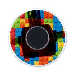 Lego Bricks, Colorful Dots Background On Front