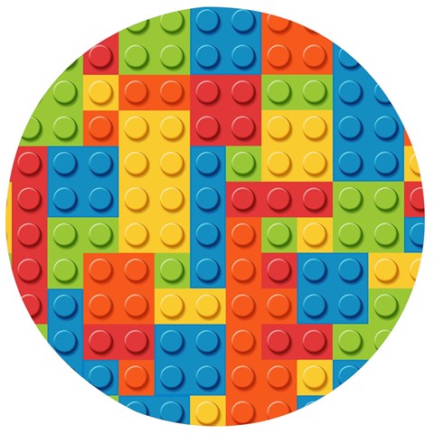 Lego Bricks, Colorful Dots Background Wooden Bottle Opener (Round) from ArtsNow.com Front