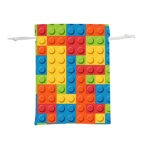 Lego Bricks, Colorful Dots Background Lightweight Drawstring Pouch (S) from ArtsNow.com Front