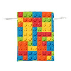 Lego Bricks, Colorful Dots Background Lightweight Drawstring Pouch (S) from ArtsNow.com Front