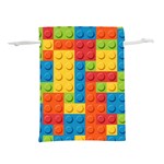 Lego Bricks, Colorful Dots Background Lightweight Drawstring Pouch (L)