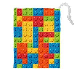 Lego Bricks, Colorful Dots Background Drawstring Pouch (4XL) from ArtsNow.com Front