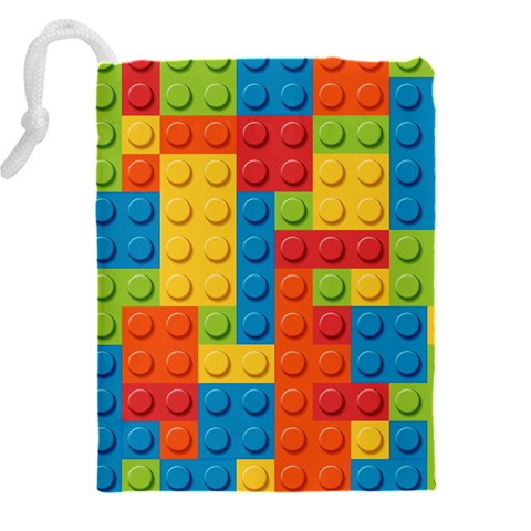 Lego Bricks, Colorful Dots Background Drawstring Pouch (4XL) from ArtsNow.com Back