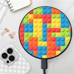 Lego Bricks, Colorful Dots Background Wireless Fast Charger(Black)