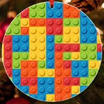 Lego Bricks, Colorful Dots Background UV Print Acrylic Ornament Round