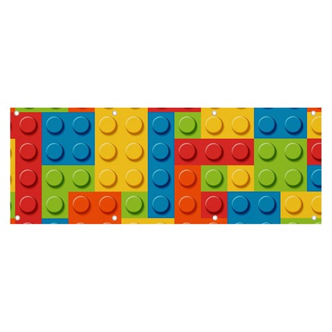 Lego Bricks, Colorful Dots Background Banner and Sign 8  x 3  from ArtsNow.com Front