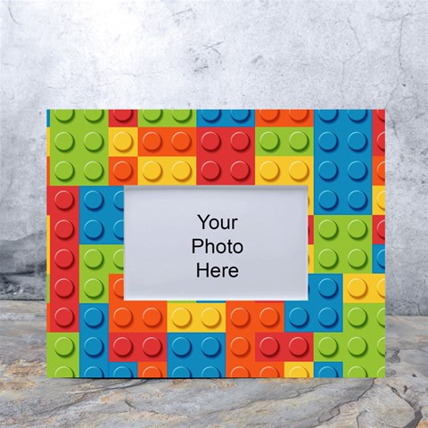 Lego Bricks, Colorful Dots Background White Tabletop Photo Frame 4 x6  from ArtsNow.com Front