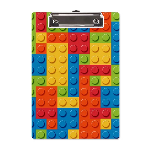 Lego Bricks, Colorful Dots Background A5 Acrylic Clipboard from ArtsNow.com Front