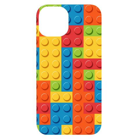 Lego Bricks, Colorful Dots Background iPhone 14 Black UV Print Case from ArtsNow.com Front