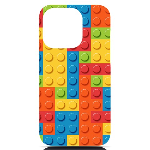 Lego Bricks, Colorful Dots Background iPhone 14 Pro Black UV Print Case from ArtsNow.com Front