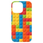 Lego Bricks, Colorful Dots Background iPhone 14 Pro Max Black UV Print Case