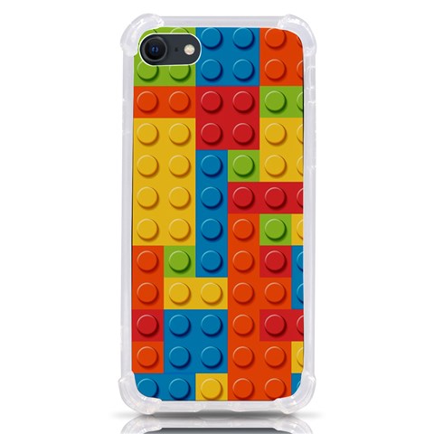 Lego Bricks, Colorful Dots Background iPhone SE from ArtsNow.com Front