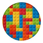 Lego Bricks, Colorful Dots Background Round Glass Fridge Magnet (4 pack)