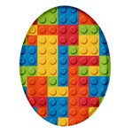 Lego Bricks, Colorful Dots Background Oval Glass Fridge Magnet (4 pack)