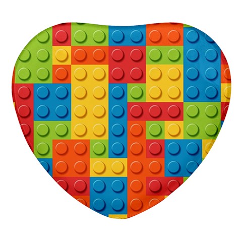 Lego Bricks, Colorful Dots Background Heart Glass Fridge Magnet (4 pack) from ArtsNow.com Front