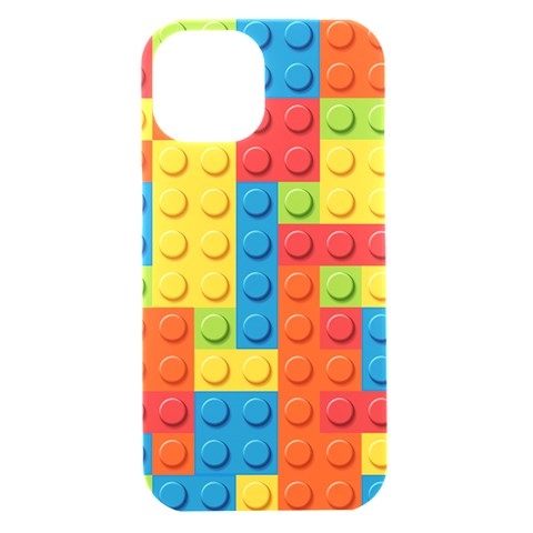 Lego Bricks, Colorful Dots Background iPhone 15 Black UV Print PC Hardshell Case from ArtsNow.com Front