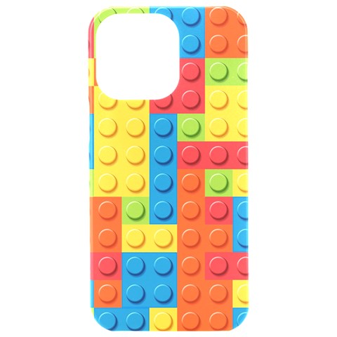 Lego Bricks, Colorful Dots Background iPhone 15 Pro Max Black UV Print PC Hardshell Case from ArtsNow.com Front