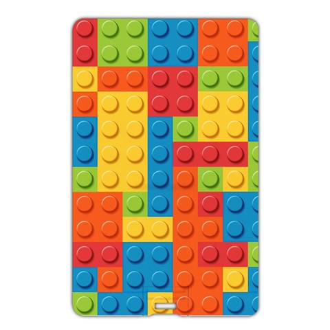 Lego Bricks, Colorful Dots Background Name Card Style USB Flash Drive from ArtsNow.com Back