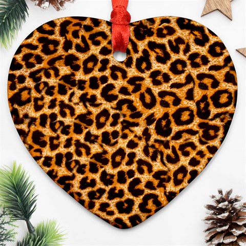 Leopard Skin Texture Macro, Brown Ornament (Heart) from ArtsNow.com Front