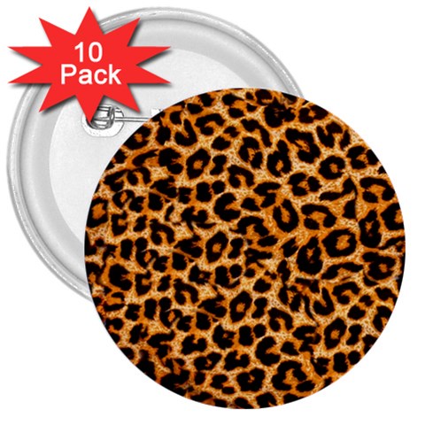 Leopard Skin Texture Macro, Brown 3  Buttons (10 pack)  from ArtsNow.com Front