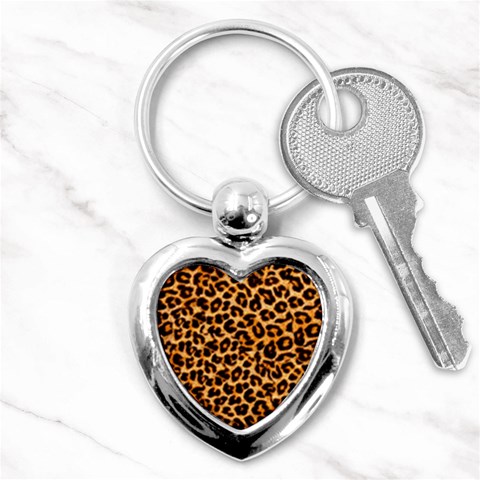 Leopard Skin Texture Macro, Brown Key Chain (Heart) from ArtsNow.com Front