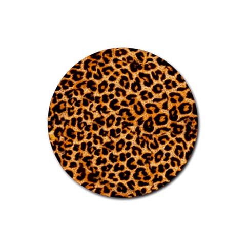 Leopard Skin Texture Macro, Brown Rubber Coaster (Round) from ArtsNow.com Front