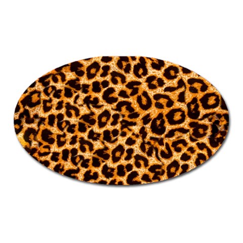 Leopard Skin Texture Macro, Brown Oval Magnet from ArtsNow.com Front