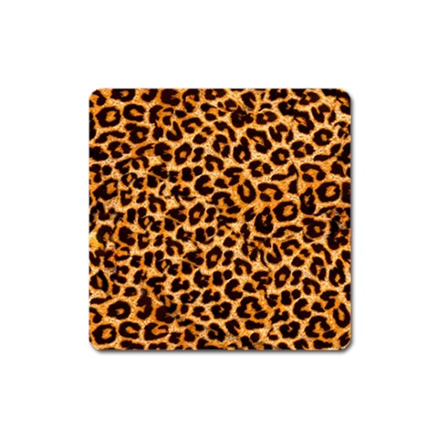 Leopard Skin Texture Macro, Brown Square Magnet from ArtsNow.com Front