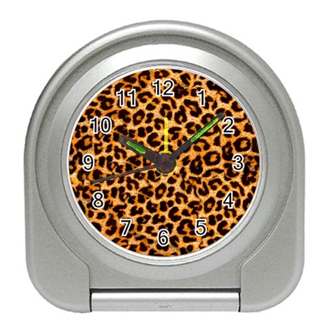 Leopard Skin Texture Macro, Brown Travel Alarm Clock from ArtsNow.com Front