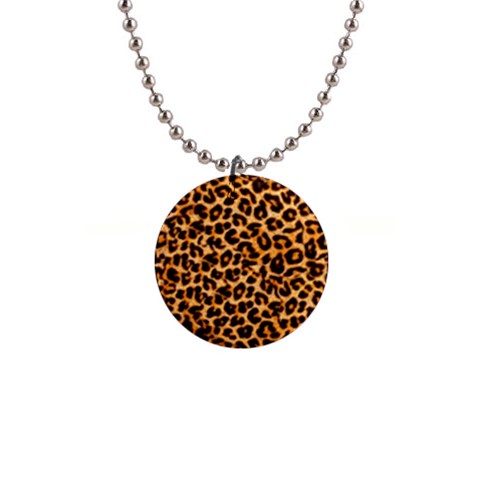 Leopard Skin Texture Macro, Brown 1  Button Necklace from ArtsNow.com Front