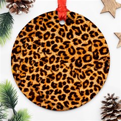 Leopard Skin Texture Macro, Brown Round Ornament (Two Sides) from ArtsNow.com Back