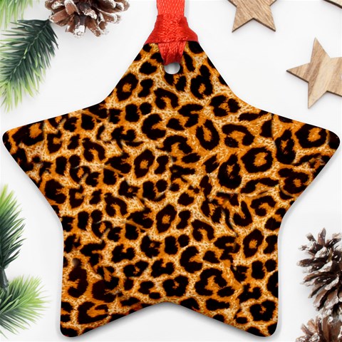 Leopard Skin Texture Macro, Brown Star Ornament (Two Sides) from ArtsNow.com Back