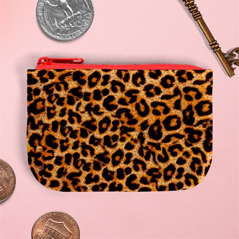 Leopard Skin Texture Macro, Brown Mini Coin Purse from ArtsNow.com Front