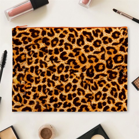 Leopard Skin Texture Macro, Brown Cosmetic Bag (XL) from ArtsNow.com Front