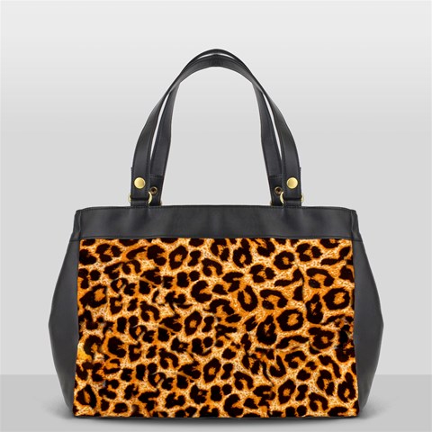 Leopard Skin Texture Macro, Brown Oversize Office Handbag (2 Sides) from ArtsNow.com Back