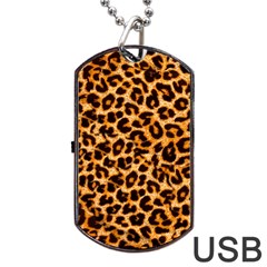 Leopard Skin Texture Macro, Brown Dog Tag USB Flash (Two Sides) from ArtsNow.com Front