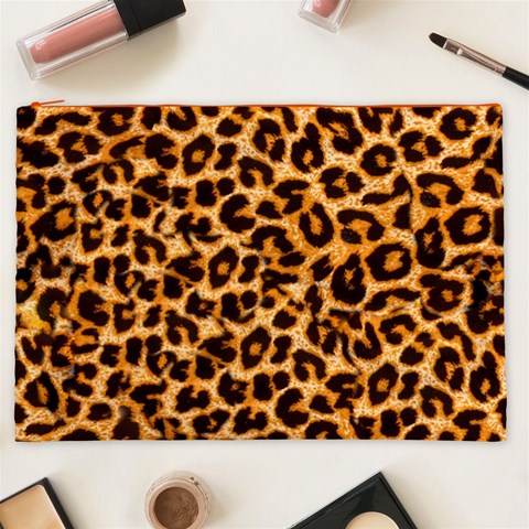 Leopard Skin Texture Macro, Brown Cosmetic Bag (XXL) from ArtsNow.com Front