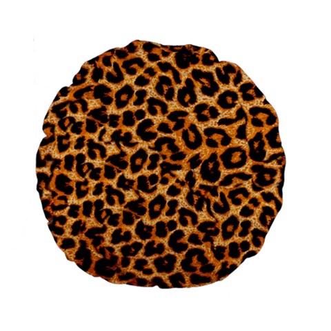 Leopard Skin Texture Macro, Brown Standard 15  Premium Round Cushions from ArtsNow.com Back