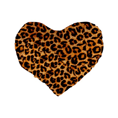 Leopard Skin Texture Macro, Brown Standard 16  Premium Heart Shape Cushions from ArtsNow.com Back