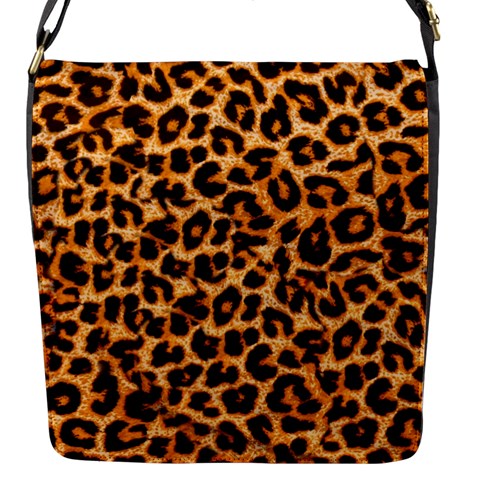 Leopard Skin Texture Macro, Brown Flap Closure Messenger Bag (S) from ArtsNow.com Front