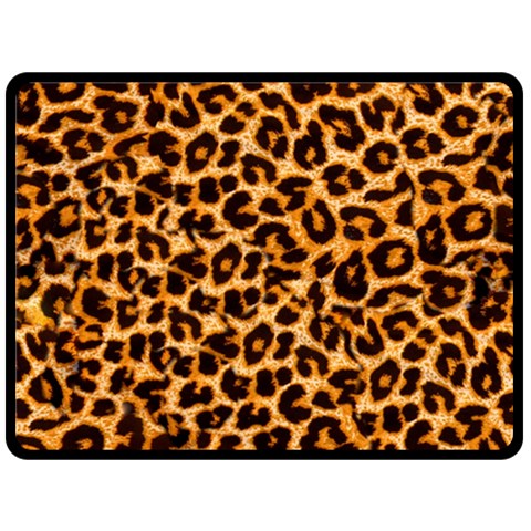 Leopard Skin Texture Macro, Brown Two Sides Fleece Blanket (Large) from ArtsNow.com 80 x60  Blanket Front