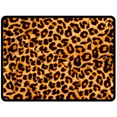 Leopard Skin Texture Macro, Brown Two Sides Fleece Blanket (Large) from ArtsNow.com 80 x60  Blanket Front