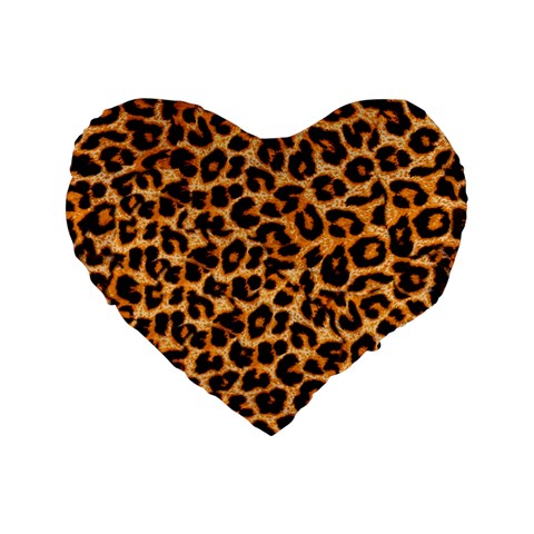 Leopard Skin Texture Macro, Brown Standard 16  Premium Flano Heart Shape Cushions from ArtsNow.com Front