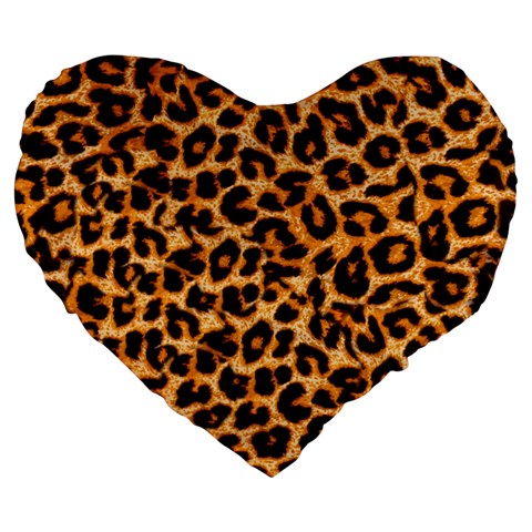 Leopard Skin Texture Macro, Brown Large 19  Premium Flano Heart Shape Cushions from ArtsNow.com Front