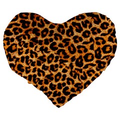 Leopard Skin Texture Macro, Brown Large 19  Premium Flano Heart Shape Cushions from ArtsNow.com Back