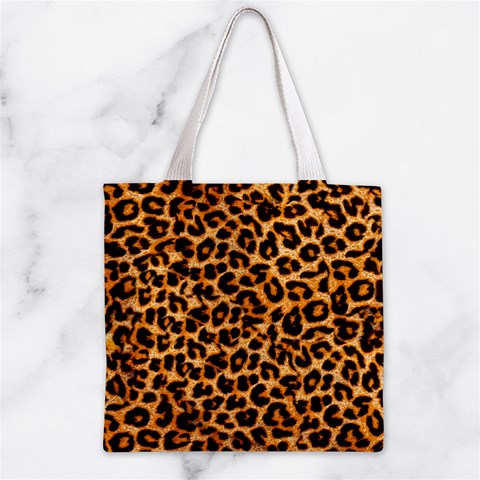 Leopard Skin Texture Macro, Brown Zipper Grocery Tote Bag from ArtsNow.com Back